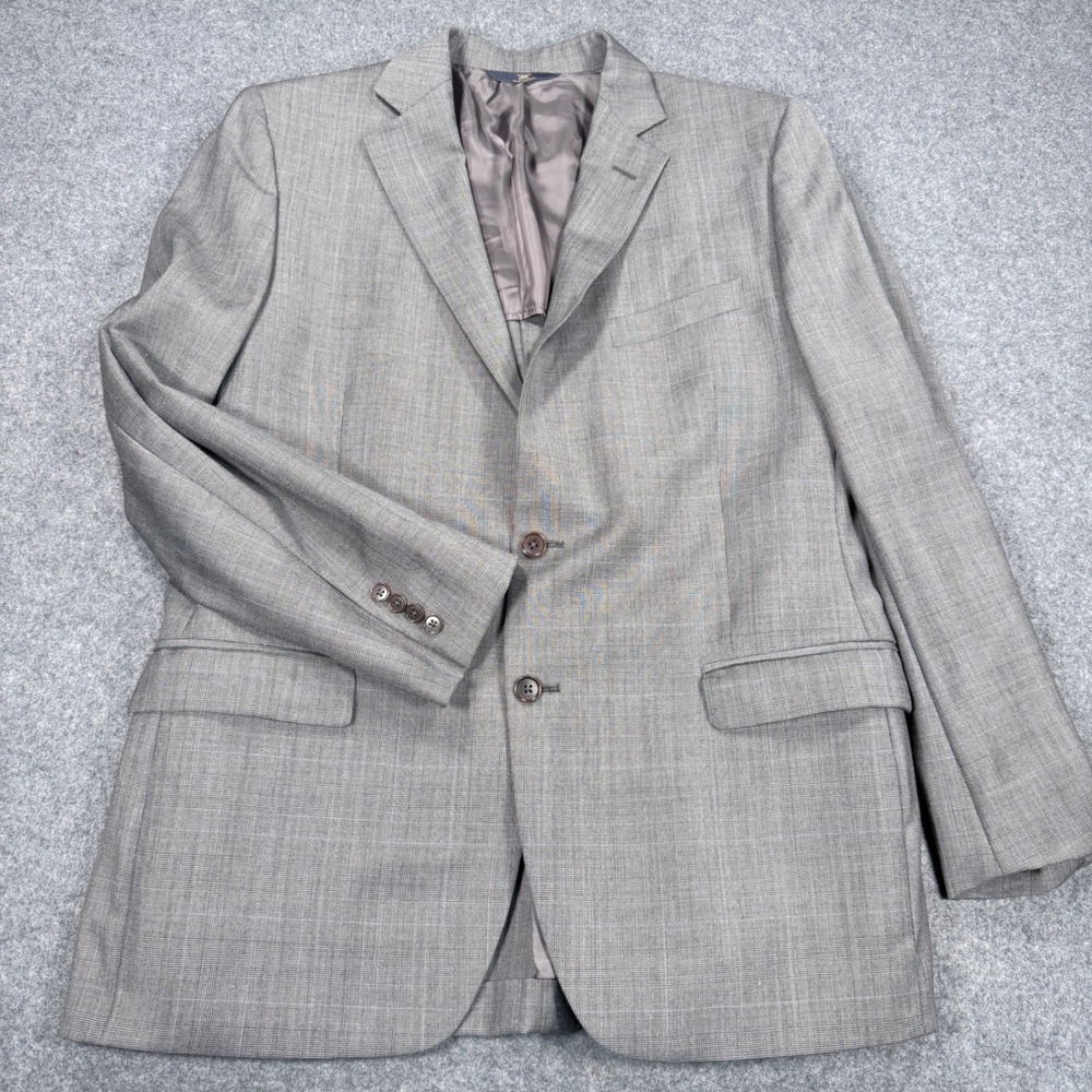Brooks Brothers 346 Mens Grey Glen Plaid Two Button Blazer Sport Coat Jacket 44r